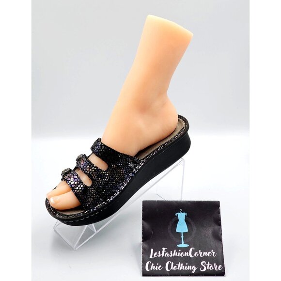 Alegria Women's Black Iridescent Leather Kacee Magnetic Sandals Sz 5.5 2320 - Picture 14 of 16